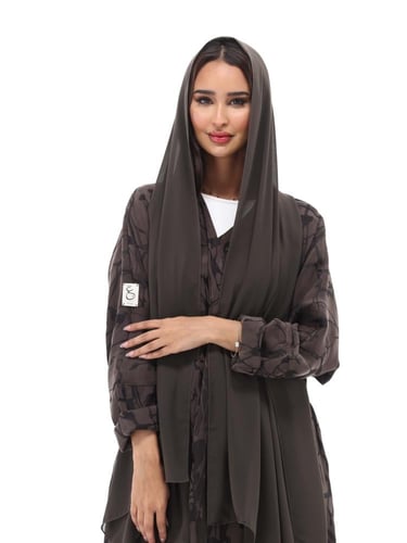 عباية حرير مغسول - بني