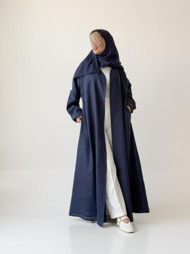 عباية لينن -كحلي مبطن