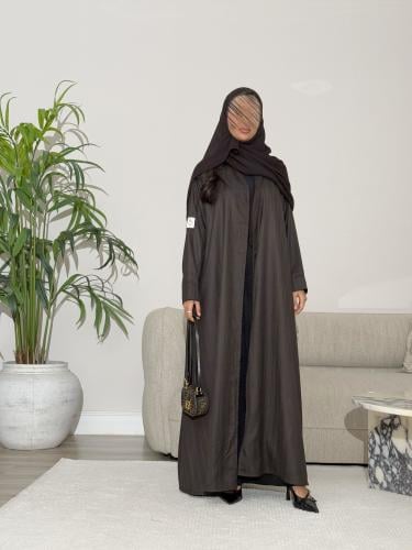 عباية كريب ناعم - بني مبطن