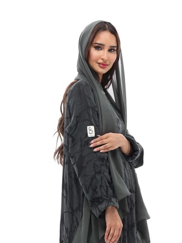 عباية حرير مغسول - زيتي