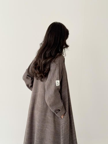 عباية لينن قطن - بني خيطين