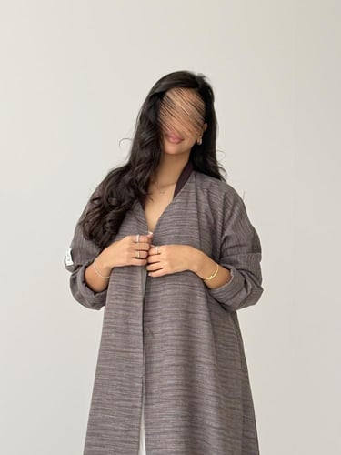 عباية لينن قطن - بني خيطين