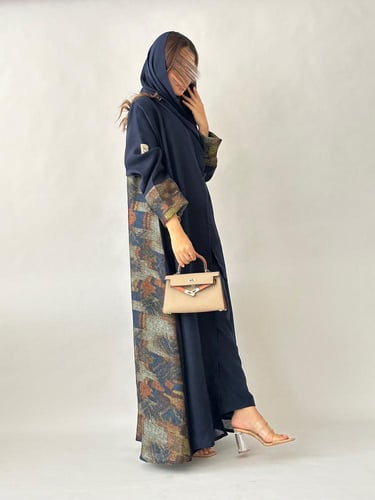 عباية لينن - كحلي مشجر