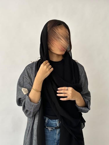 عباية لينن - اسود مع سكري