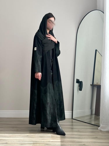 عباية شمواه - اسود مع اخضر