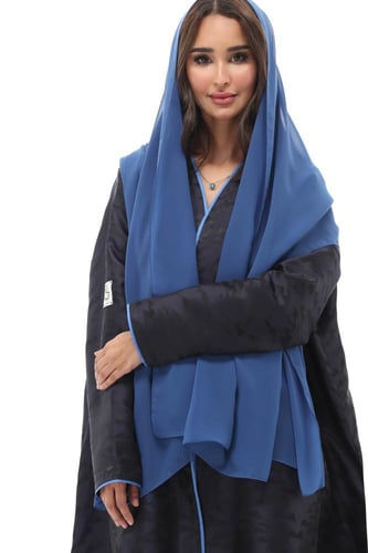 عباية تفته مشجرة -كحلي مع سماوي