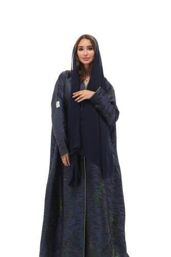 عباية تفته مشجرة - كحلي مع اخضر