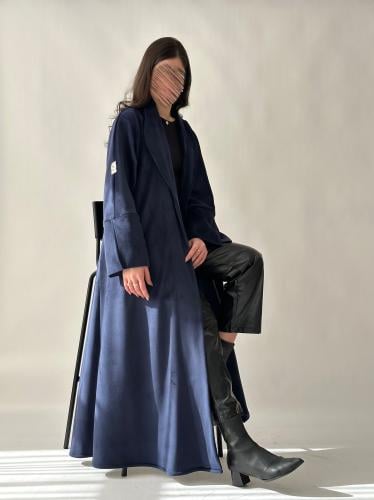 عباية مخمل مبطنه فرو - كحلي