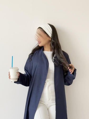 عباية لينن -كحلي مبطن