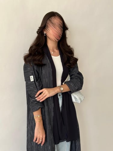 عباية لينن جاكار - اسود