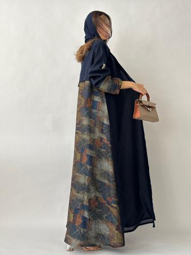 عباية لينن - كحلي مشجر