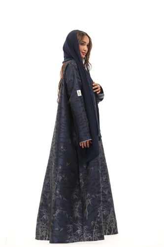 عباية تفته مشجرة - كحلي مع رمادي