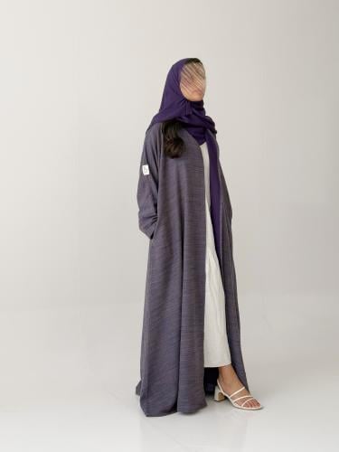 عباية لينن قطن - بنفسجي خيطين