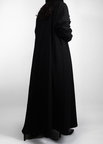 عباية كتان شتوي مبطن شمواه - اسود