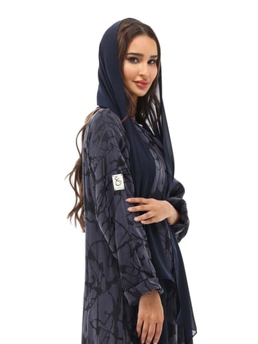 عباية حرير مغسول - كحلي