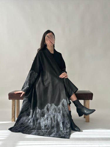 عباية شمواه - اسود مع رمادي