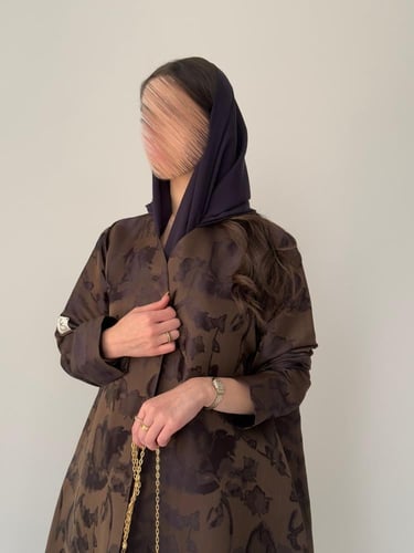 عباية تفته - بني مشجرة ببنفسجي