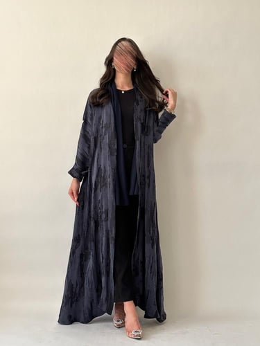 عباية حرير مغسول - كحلي