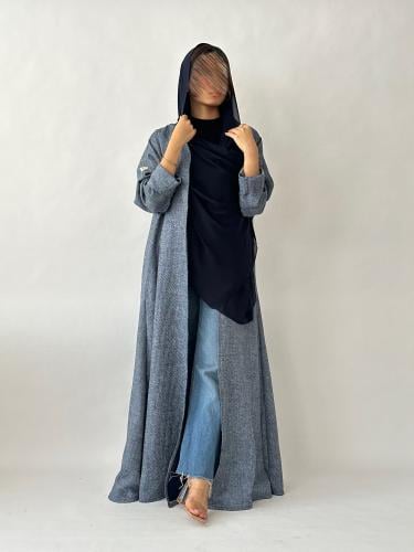 عباية لينن - كحلي مع سكري