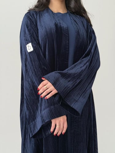 عباية مخمل مكسر - كحلي