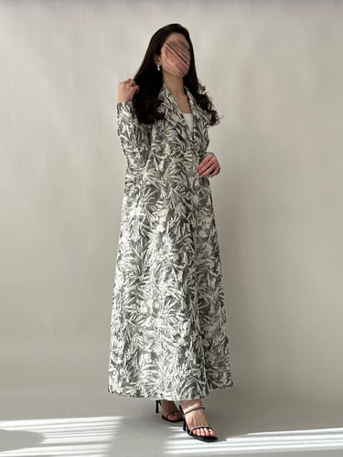 عباية تفته - رمادي مع ابيض