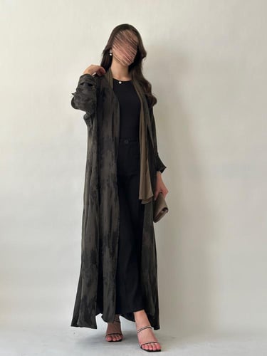 عباية حرير مغسول - اخضر زيتي