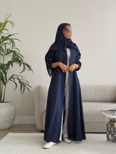 عباية لينن -كحلي مبطن