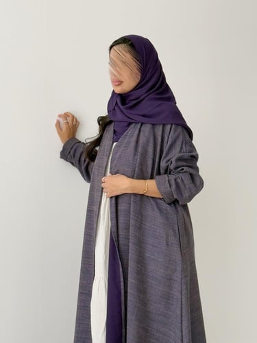 عباية لينن قطن - بنفسجي خيطين