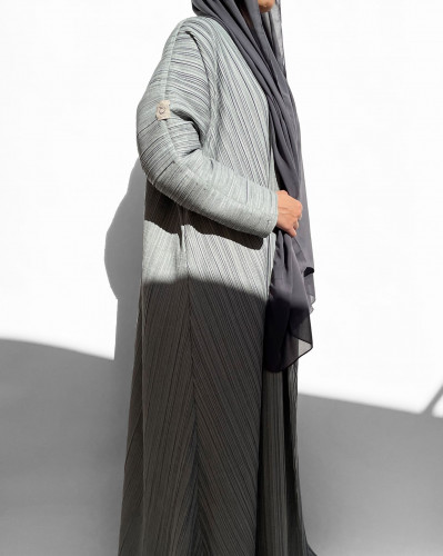 عباية لينن شتوي مكسر - رمادي