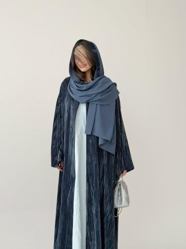 عباية مخمل مكسر - سماوي