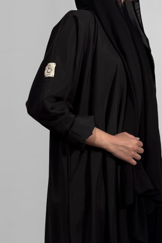 عباية كريب مغسول- اسود