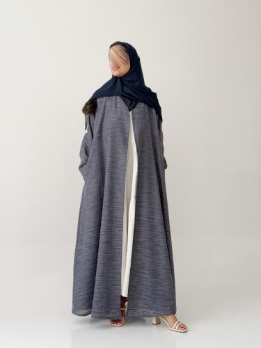 عباية لينن قطن - كحلي خيطين