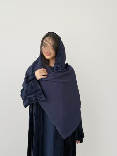 عباية مخمل مكسر - كحلي