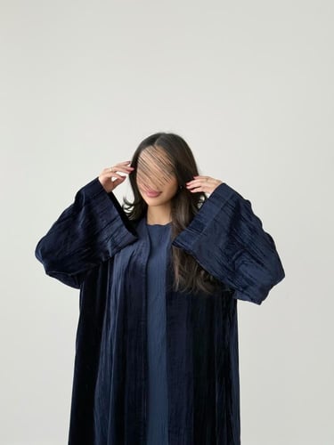 عباية مخمل مكسر - كحلي