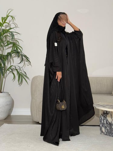 عباية كريب - اسود مخطط بفضي