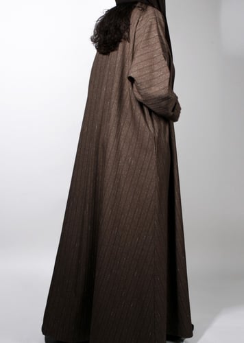 عباية كريب - بيج غامق مخطط