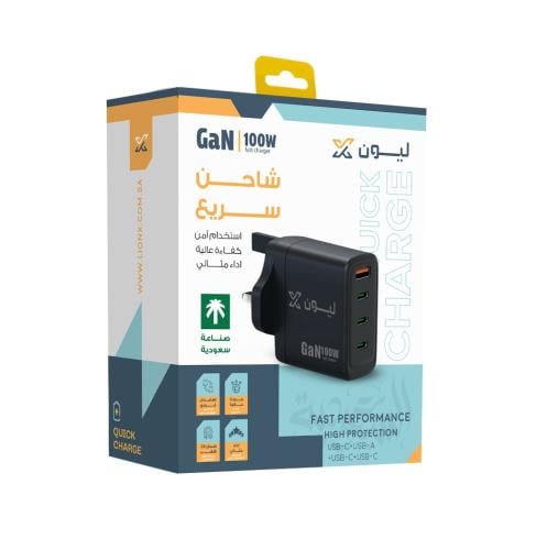 شاحن جداري ليون اكس 100 واط 3 منفذ PD+ منفذ USB