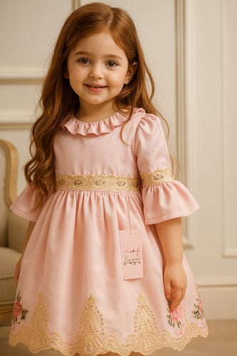 فستان دانتيل وردي