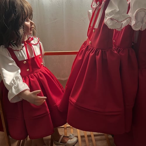 فستان احمر كلر تطريز