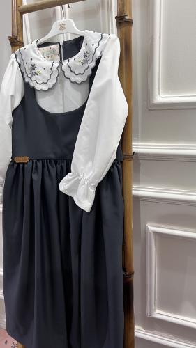 مريول مدرسي قطعتين (منفصل) اللون رمادي