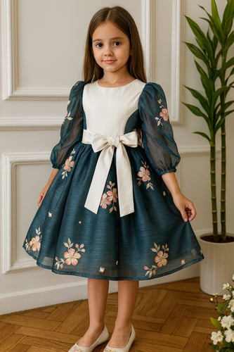 فستان مطرز اكمام