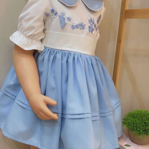 فستان ازرق بتطريز