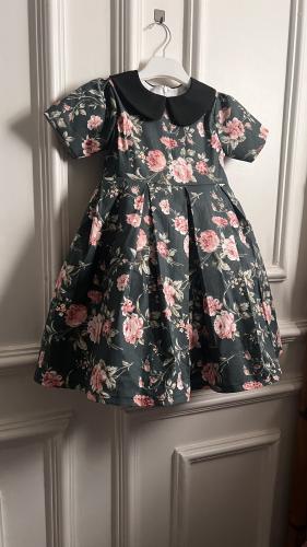 فستان الورود اخضر زيتي