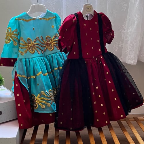 فستان احمر تول اسود