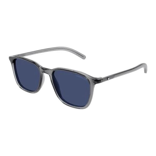 Montblanc Transparent Grey Sunglasses with Blue Lenses Snowcap
