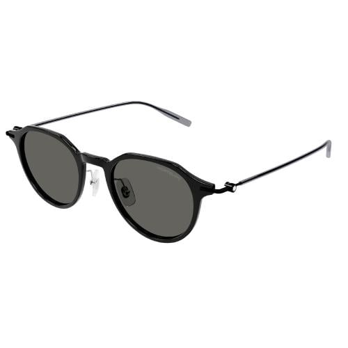 Montblanc Black Pantos Sunglasses with Grey Lenses Snowcap