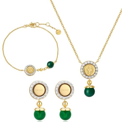 طقم قروف نسائي بحجر اخضر