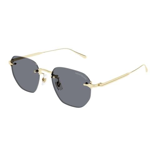 Montblanc Gold-Tone Rimless Sunglasses with Grey Lenses