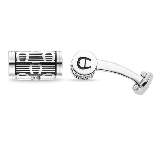 AIGNER Dino Silver-Tone Cufflinks with Black Logo...