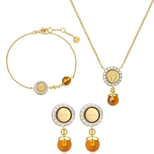 طقم قروف نسائي بحجر بني فاتح